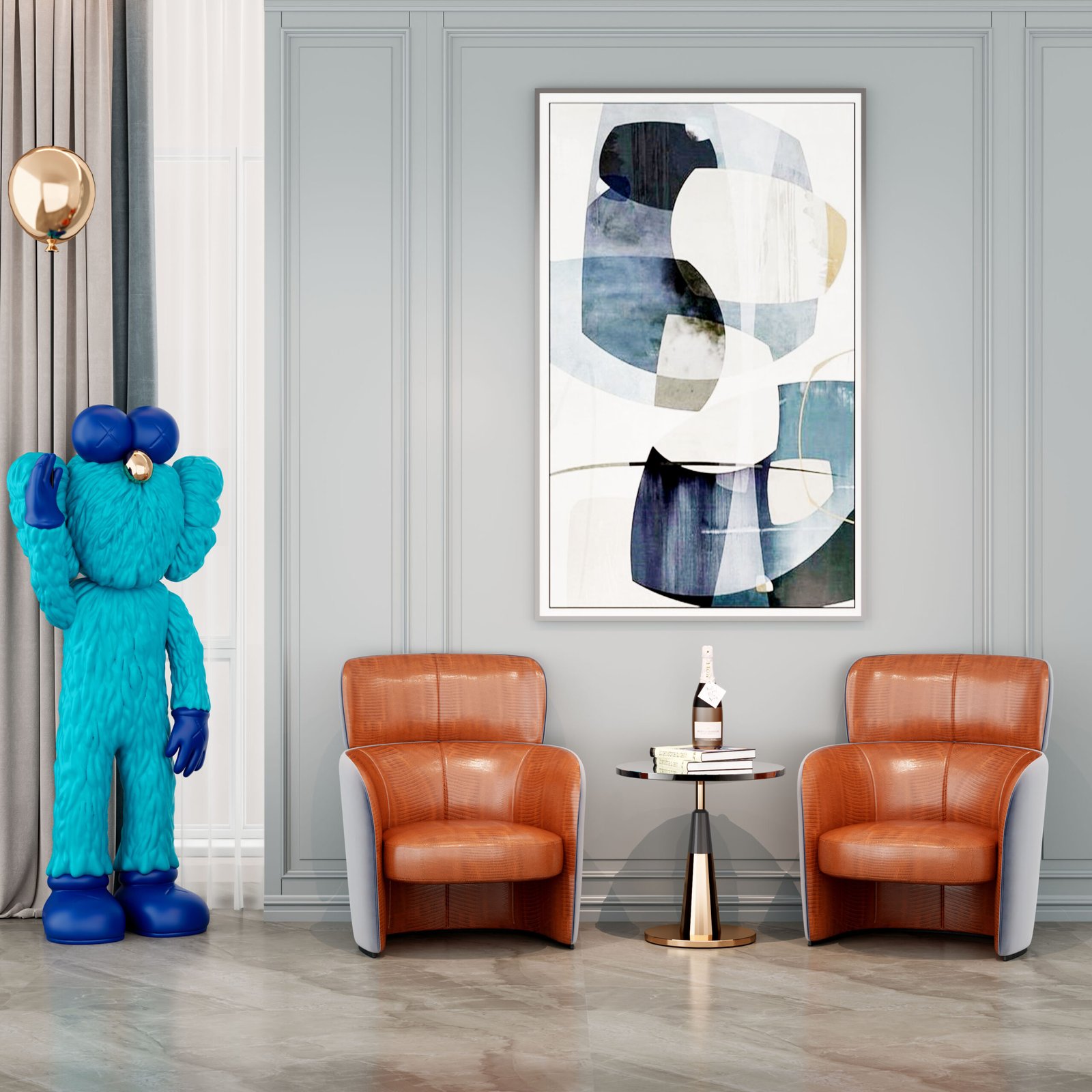 Luxury chair with faux leather seating